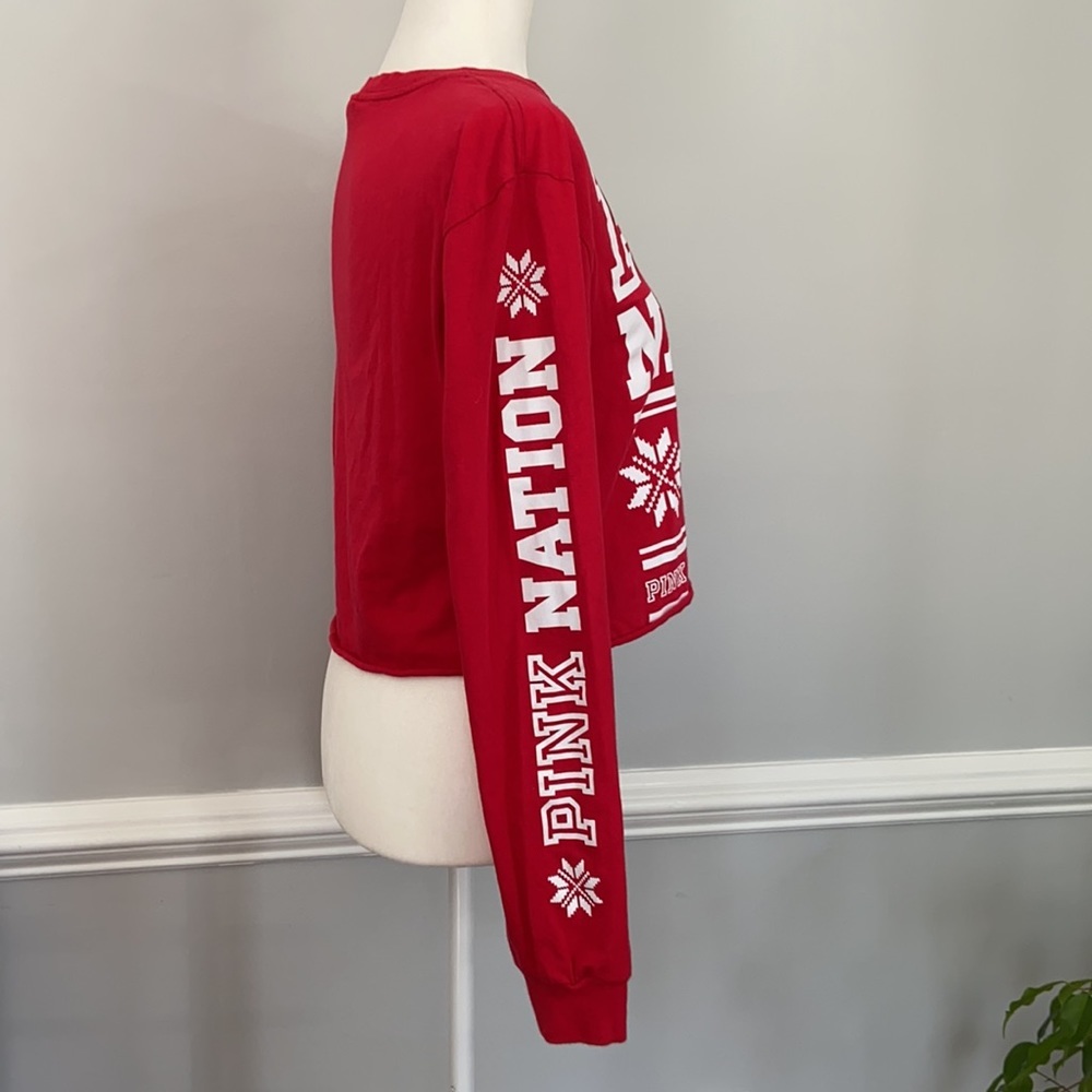 PINK Victoria’s Secret PINK Nation Holiday Long Sleeve Crop Top - Picture 4 of 8